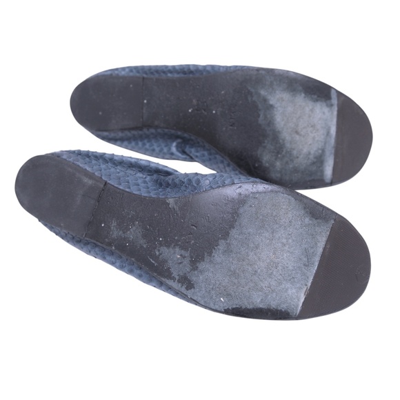 LANVIN Ballet Flats Blue Python Leather Stretch Slip On Flat Exotic Sz 37.5 - Picture 12 of 14